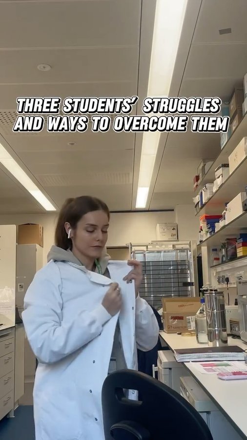 Instagram post by @elina_in_science for Unriddle. Caption reads: Here are some struggles we face as researchers and....