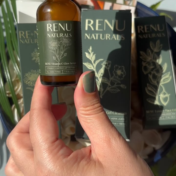 Instagram post by an influencer for Renu Naturals. Caption reads: 💫My new secret to glowing skin? Renu Natural’s....