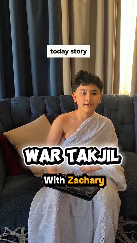 Instagram post by @ferachmat for AZARINE KIDS. Caption reads: [...] rumah. Aku pakaikan Adik Zachary....