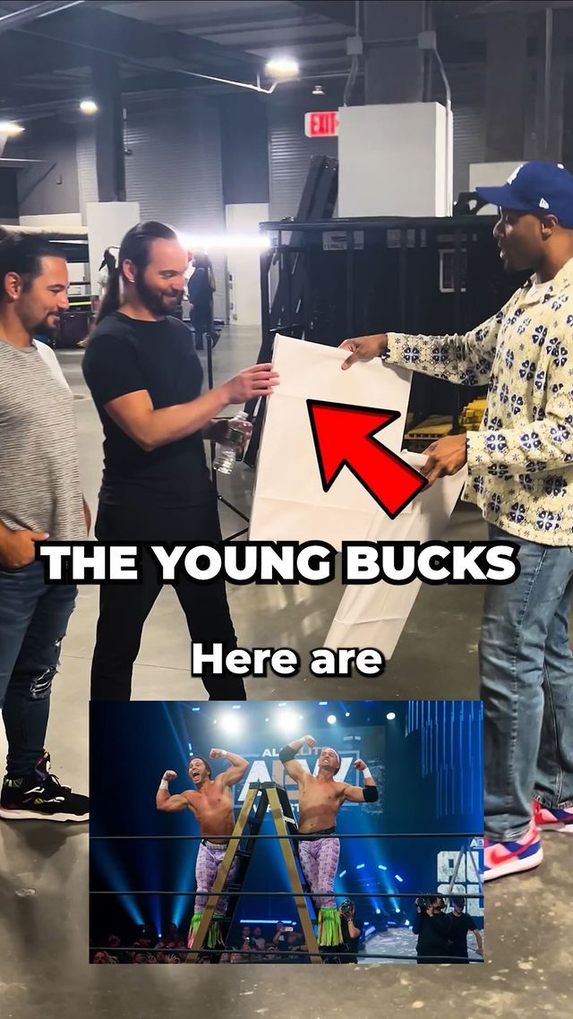 Instagram post by @nickjacksonyb for Champs Sports. Caption reads: I’m surprising @AEW tag team champs the Young....