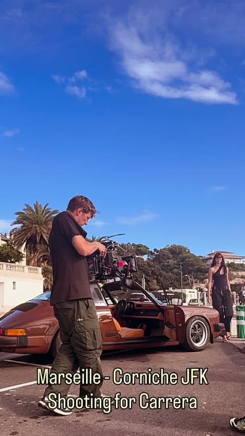 Instagram post by @911gmodels for Carrera Eyewear. Caption reads: [...] on Marseille’s Corniche Kennedy for Carrera....