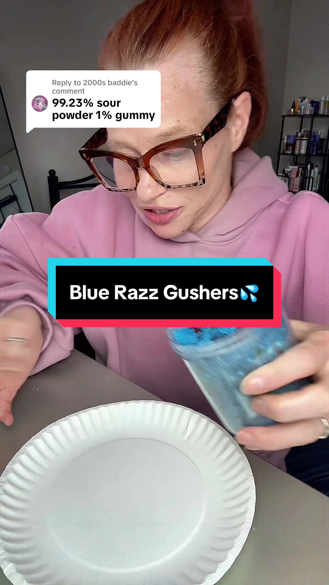 TikTok post by @dawnlsmith422 for Poppin Crunch. Caption reads: [...] a 10/10 EVERYTIME! #bluerazzgushers....
