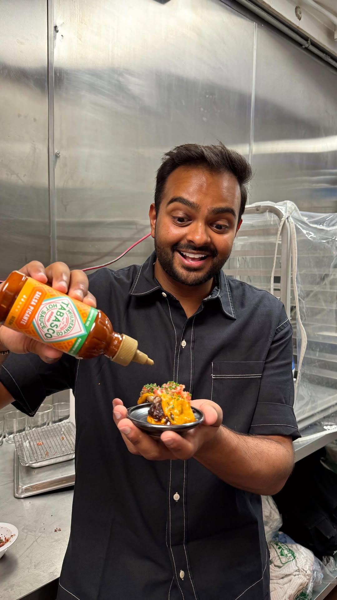 Instagram post by @hungryempire for Tabasco. Caption reads: Still can’t believe @tabasco saw my Tex-Mex video....