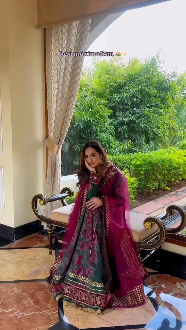 Instagram post by @abida.fatimaa for Iznik Fashion. Caption reads: Serving desi drama in this fit by @iznikfashion....