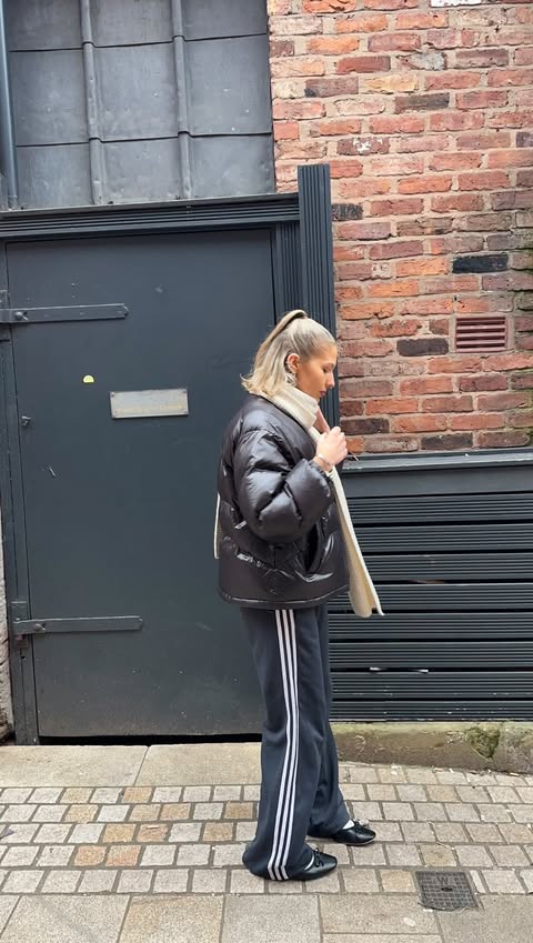 Instagram post by @halinapezcak for Cold Culture. Caption reads: styling the @coldculture cloud armor puffer back....