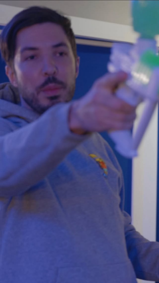 Instagram post by @rickyarmellino for Gel Blaster. Caption reads: [...] NOT FAKE AT ALL, SCARY INTRUDERS WITH....