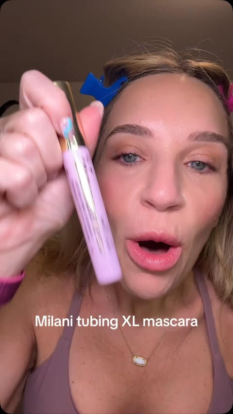 Instagram post by @sarahbakerliveslife for Milani Cosmetics. Caption reads: [...] mascara! I now own 3 tubes of it!....