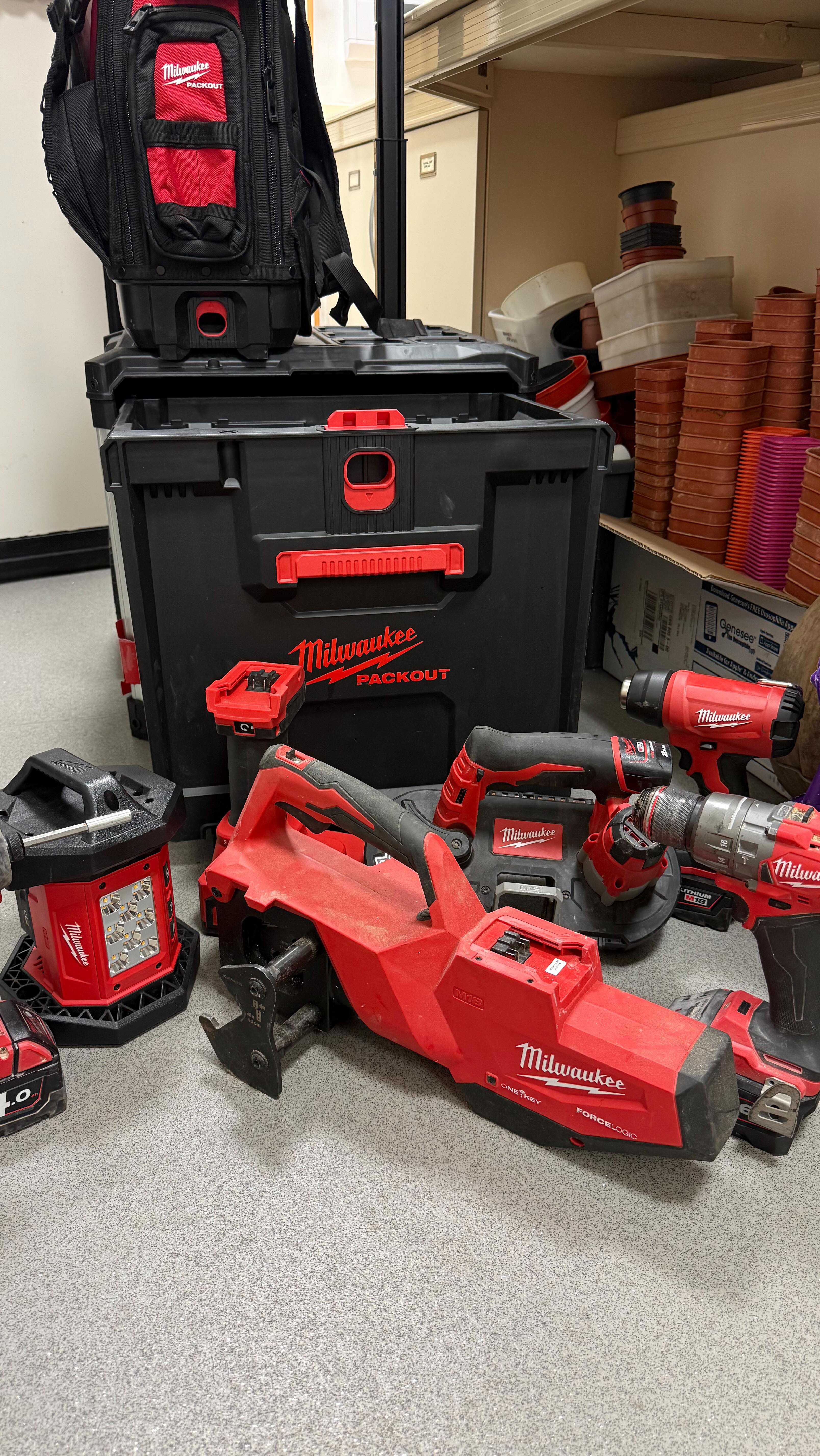 Instagram post by @theowebsterelectrical for Milwaukee Tool. Caption reads: The new @milwaukeetool_uk PACKOUT Rolling Drawer....