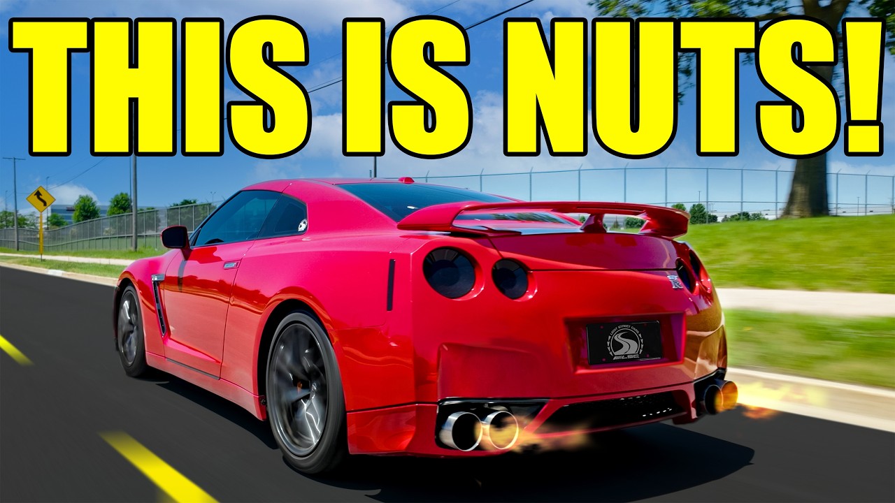 YouTube post by @LegitStreetCars for Keeps. Caption reads: My Cheap GTR Got An Expensive Custom Exhaust That....