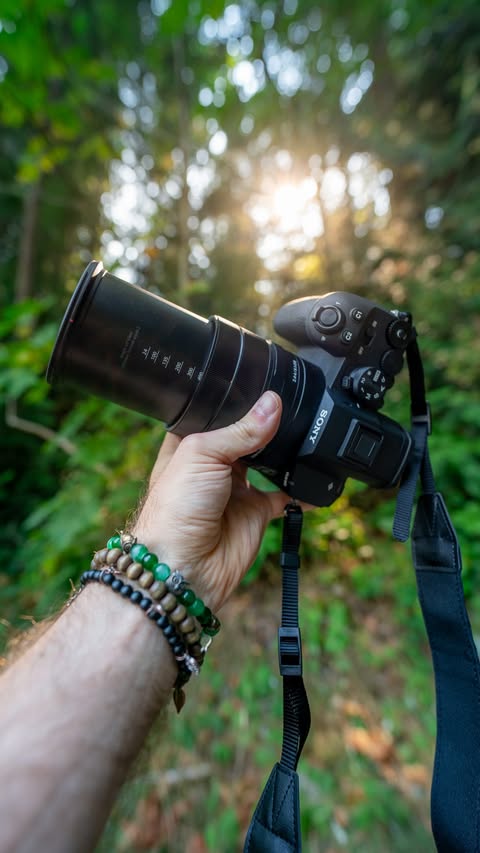Instagram post by @wild.vandermeer for Sony Alpha. Caption reads: Documenting birds with an all-in-one light-weight....