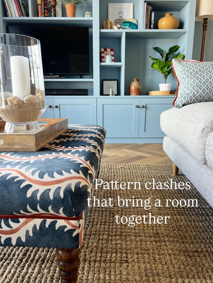 Instagram post by @gettingstuffdoneinheels for Linwood Fabric. Caption reads: ad:pr discount | Let’s talk PATTERN 🤩 no one does....