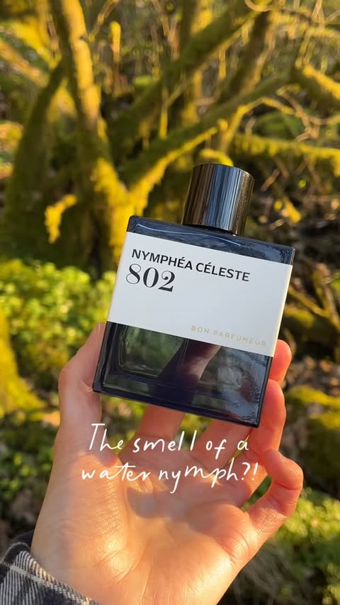 Instagram post by @scented.mind for Bon Parfumeur. Caption reads: [...] The new 802 Nymphéa Celeste by @bonparfumeur....