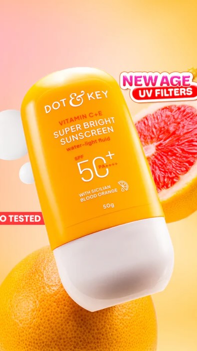 Instagram post by @prieyya__ for ThePinkPantherCo. Caption reads: Dot & Key Vitamin C + E Super Bright Sunscreen....