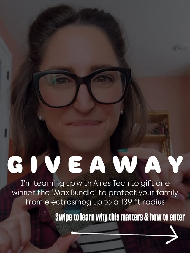 Instagram post by @calm.minded.mom for AiresTech. Caption reads: [...] for the holidays. I’m partnering with....