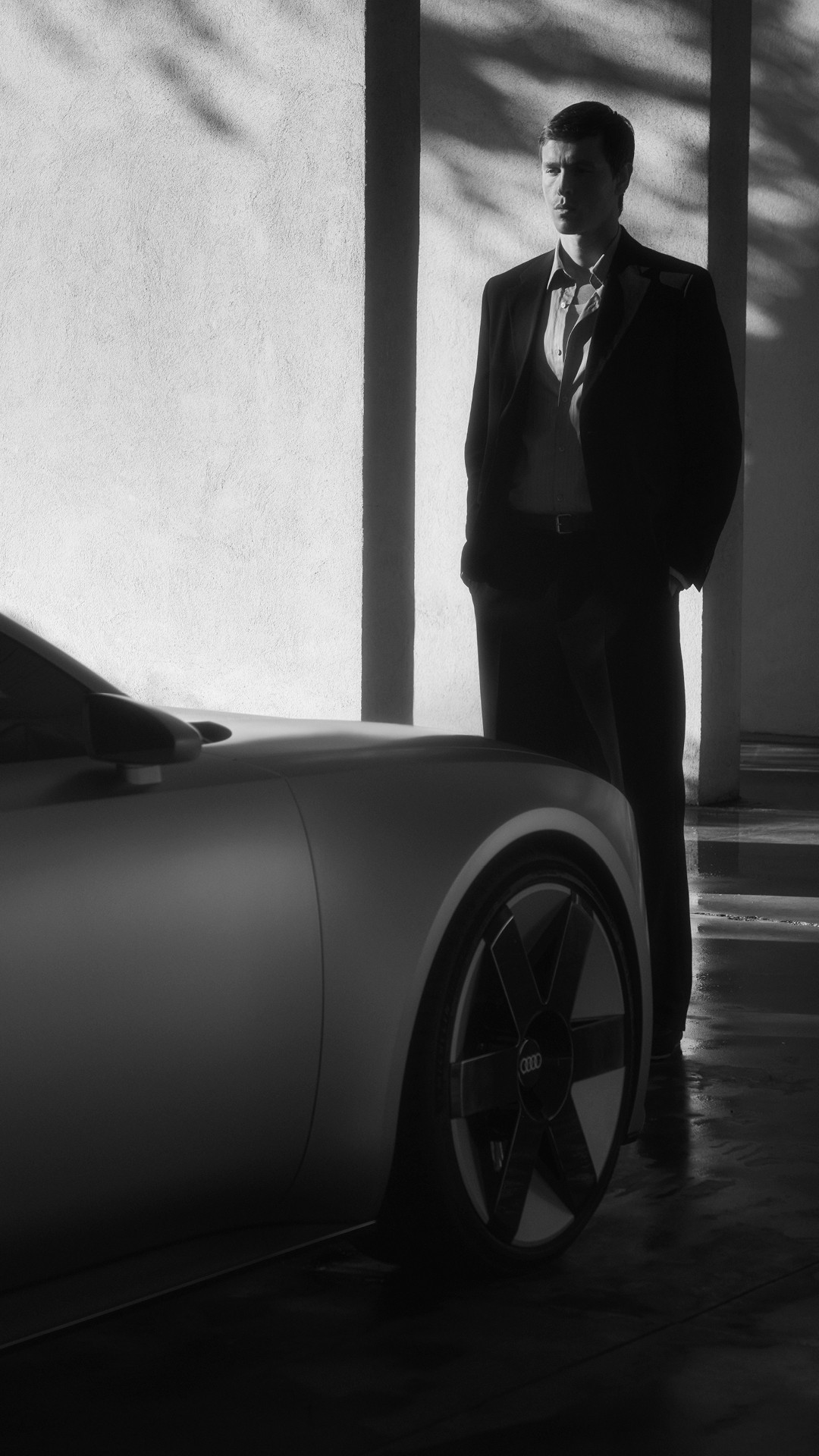 Instagram post by @harrisdickinson for Audi. Caption reads: There is a moment when everything connects, when....