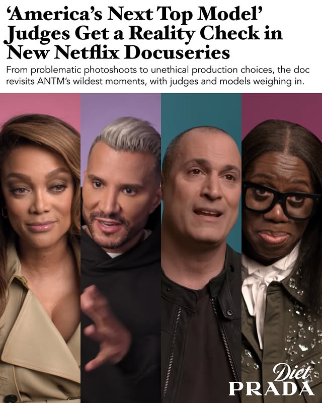 Instagram post by @diet_prada for Netflix. Caption reads: [...] Inside America’s Next Top Model,’ a new....