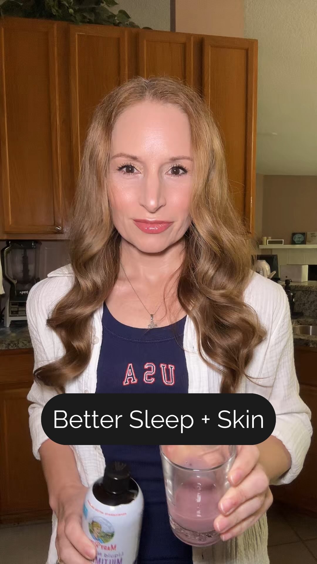Instagram post by @therealsheilaford for MaryRuth Organics. Caption reads: This helped my sleep and skin without morning....