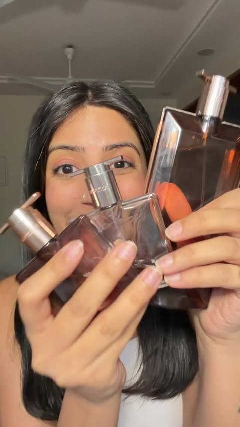 Instagram post by @ruchikamethwani for Lancôme. Caption reads: [...] Loverrr 🧡🧡🧡 Perfume mentioned: New....
