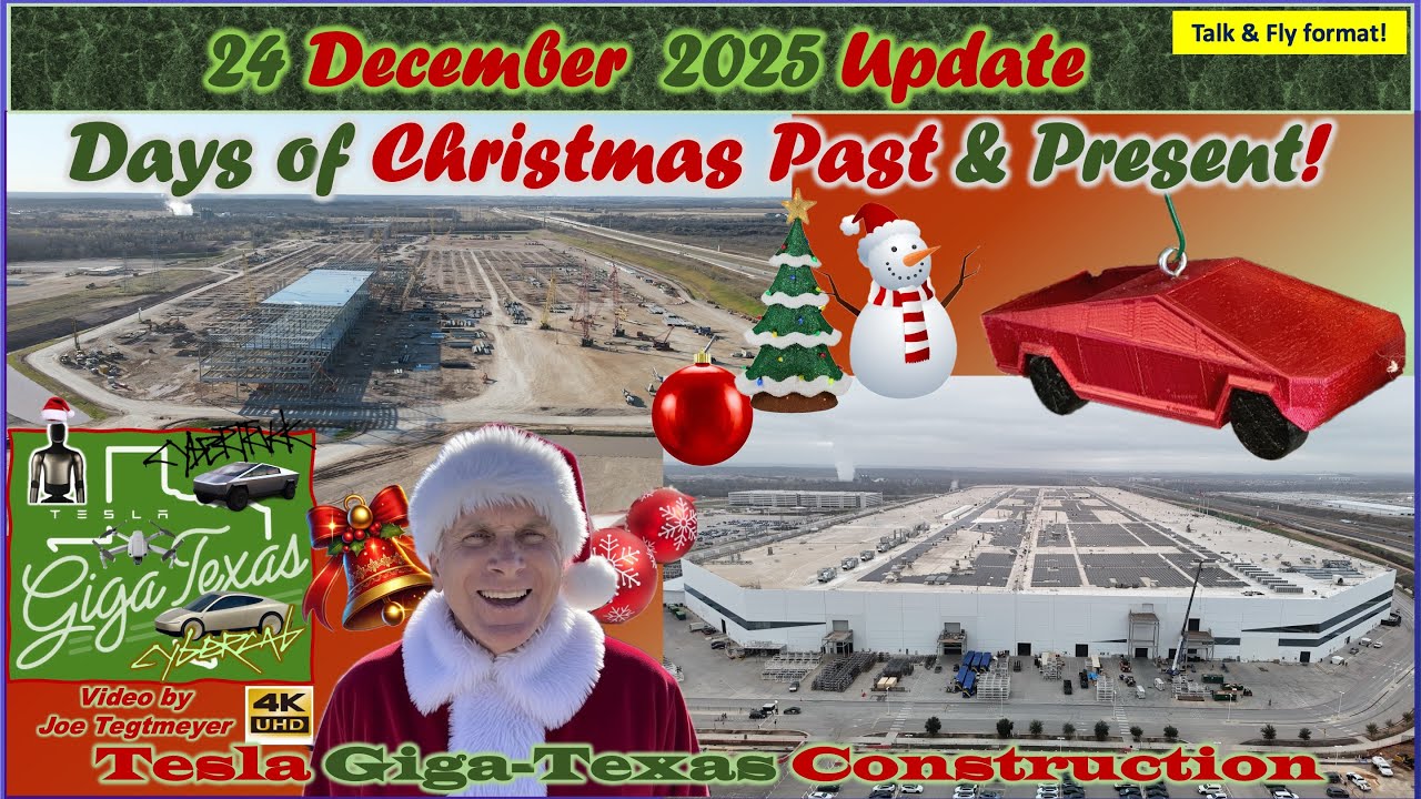 YouTube post by @JoeTegtmeyer for Tesla. Caption reads: Christmas Grand Tour, Cortex 2 Chiller Concrete &....