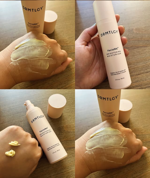 Instagram post by @gl0w_with_me for DRMTLGY. Caption reads: New product alert‼️ Drmtlgy has this FacialRX....