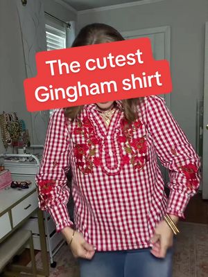 TikTok post by @itslaceyeaves for SageVell. Caption reads: [...] #shirt #gingham #falloutfits #fashion....
