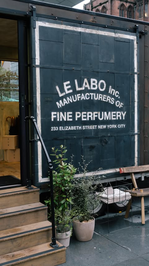 Instagram post by @remiakande for Le Labo Fragrances. Caption reads: Let’s go check out the @lelabofragrances on wheels....