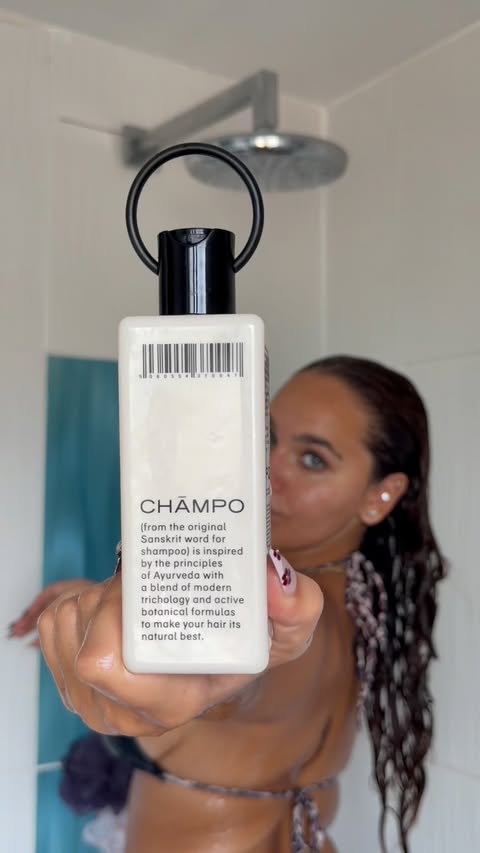Instagram post by @emilyhssn for Chāmpo Haircare. Caption reads: AD | Wash day with Chāmpo 🫧🧖🏽‍♀️ I used the....