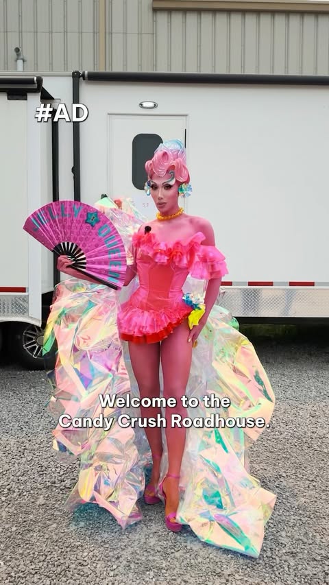 Instagram post by @plastiquetiara for Candy Crush Saga. Caption reads: [...] Welcome to the Candy Roadhouse. 👑....