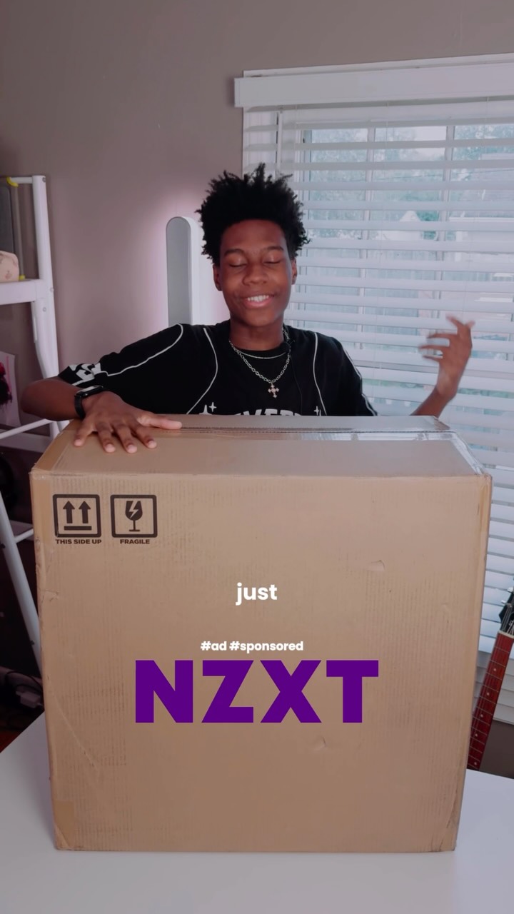 Instagram post by @muneertv_ for NZXT. Caption reads: UNBOXING THE @NZXT PLAYER TWO 💜 #reels #explore....