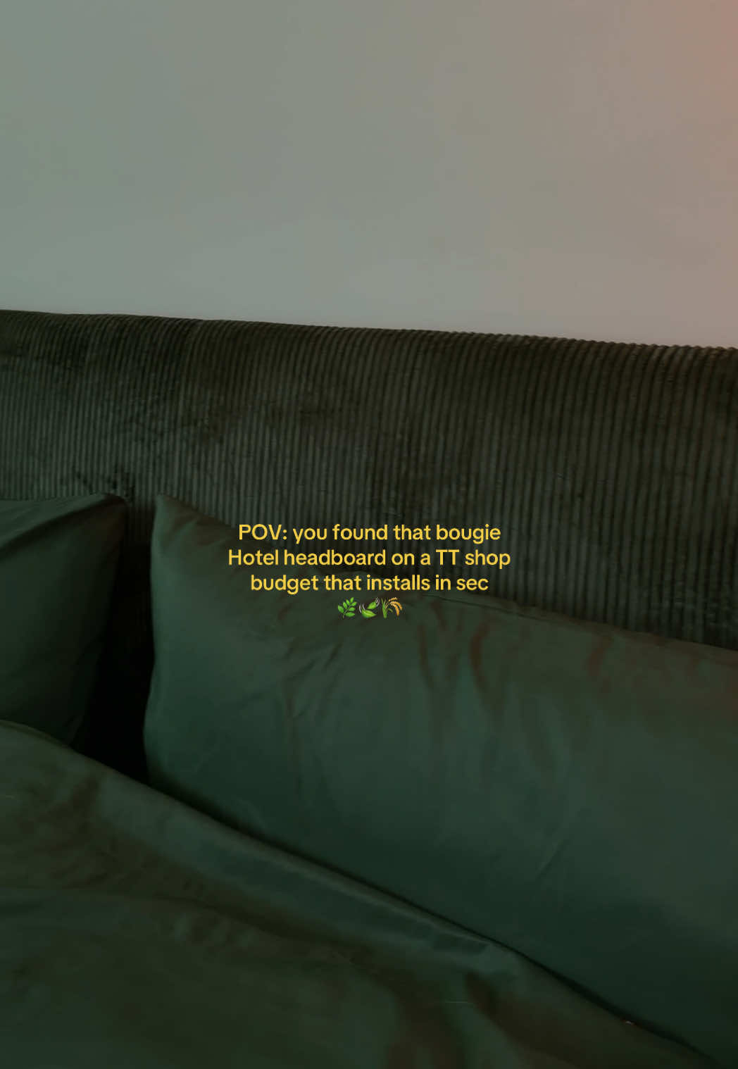 TikTok post by @salmannsa for Pinmoco. Caption reads: pinmoco upholstered headboard @PINMOCO 🌿🍃🌾....