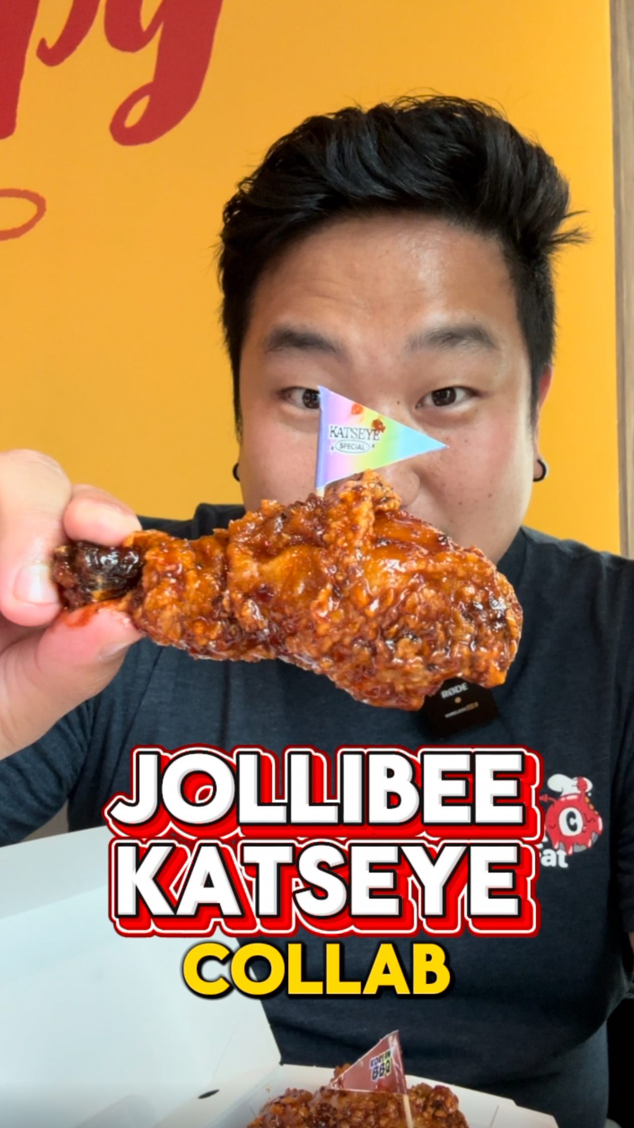 Instagram post by @califoodventure for Kinda Fit Kinda Fat. Caption reads: 🚨 GNARLY @JOLLIBEEUS X @KATSEYEWORLD 🚨 

THE BEE....