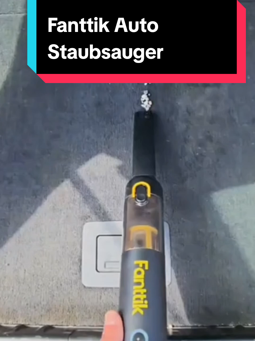 TikTok post by @milanoseni for Fanttik. Caption reads: Fanttik V8 Apex Auto Staubsauger [...].