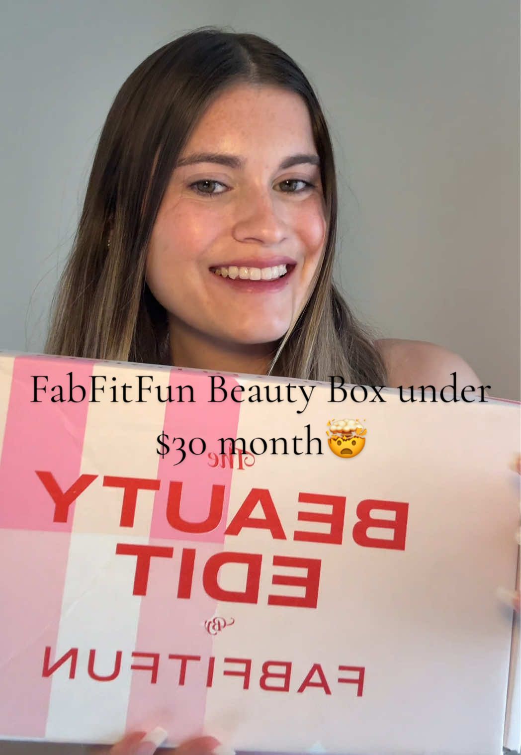 TikTok post by @trinityymae for FabFitFun. Caption reads: [...] beauty products of my choice a month....
