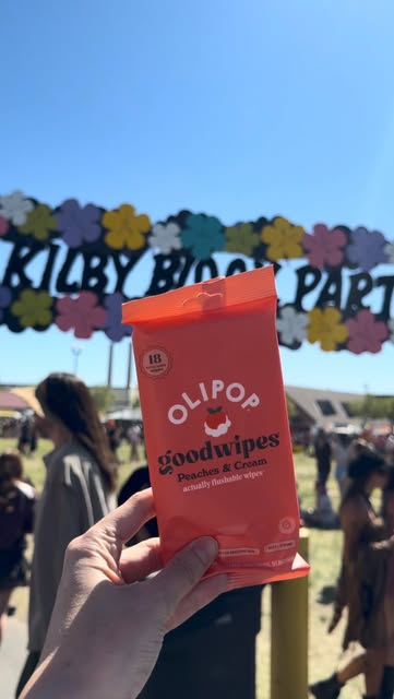 Instagram post by @queenofslc_ for goodwipes. Caption reads: @goodwipes Porta Palace 🤝 @kilbyblockparty [...].
