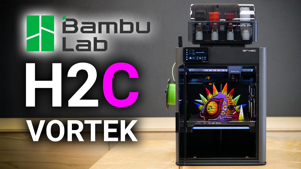 YouTube post by @CNCKitchen for Bambu Lab. Caption reads: The H2C Review: Better Than a Toolchanger?.