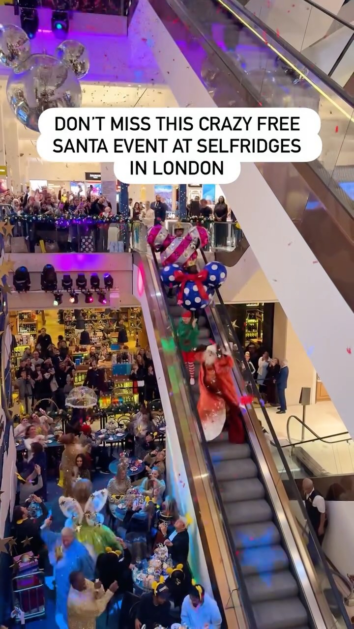 Instagram post by @londonfamilydaysout for Selfridges. Caption reads: You can see this amazing confetti spectacle show....