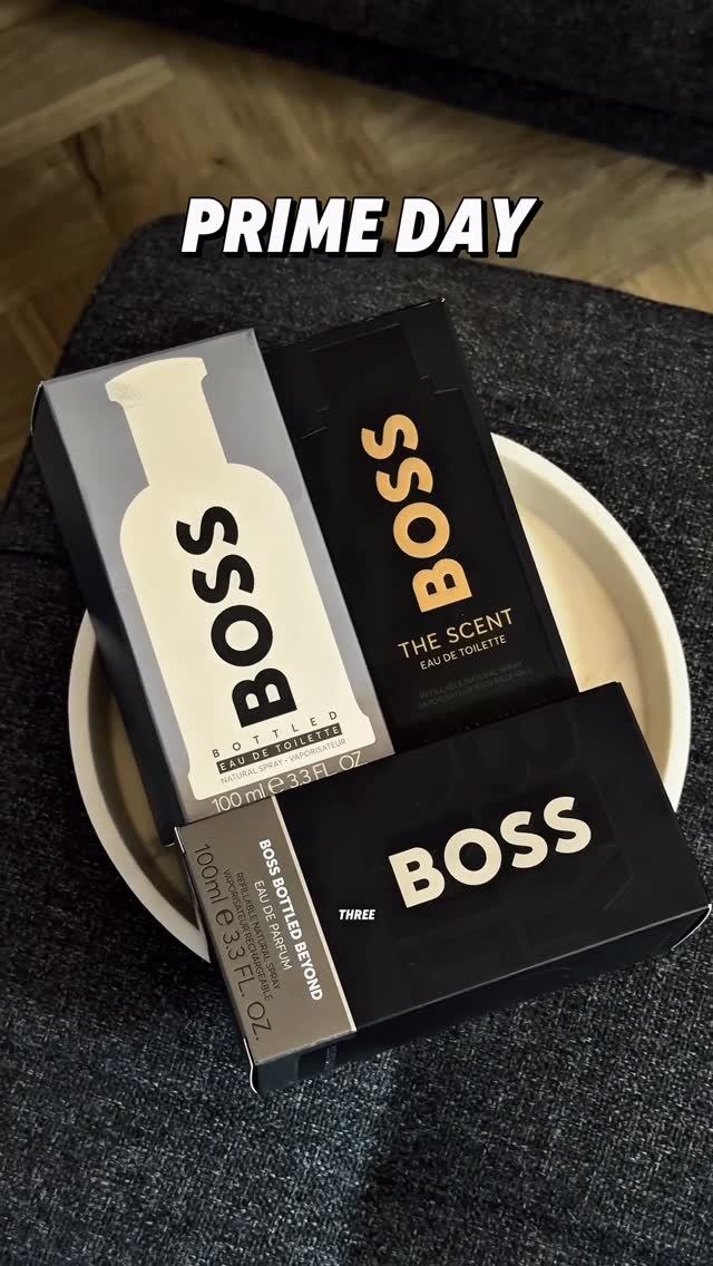 Instagram post by @rishi_j7 for BOSS. Caption reads: AD / If you’re after a BOSS fragrance, Prime Day....