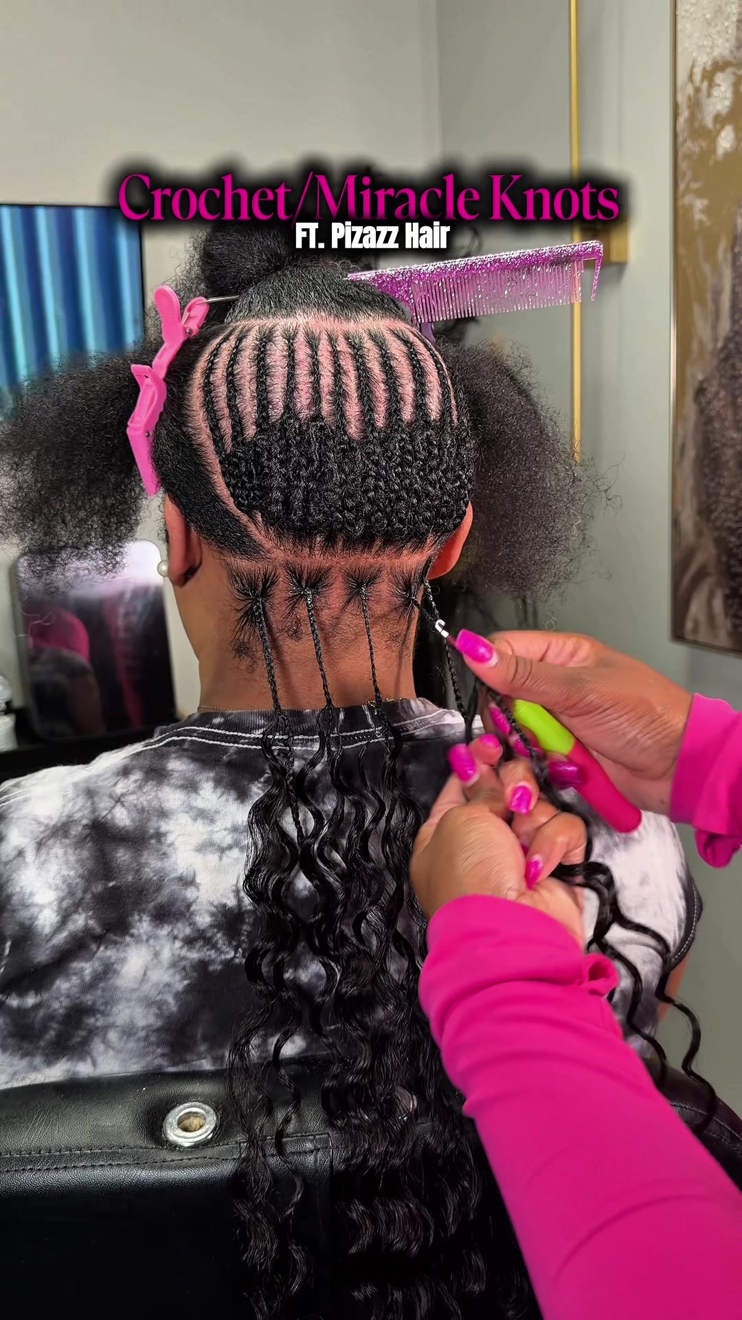 TikTok post by @iamveronicac for Pizazz Hair. Caption reads: 🥰🩷 using 4 packs of @Pizazz Hair Shop....