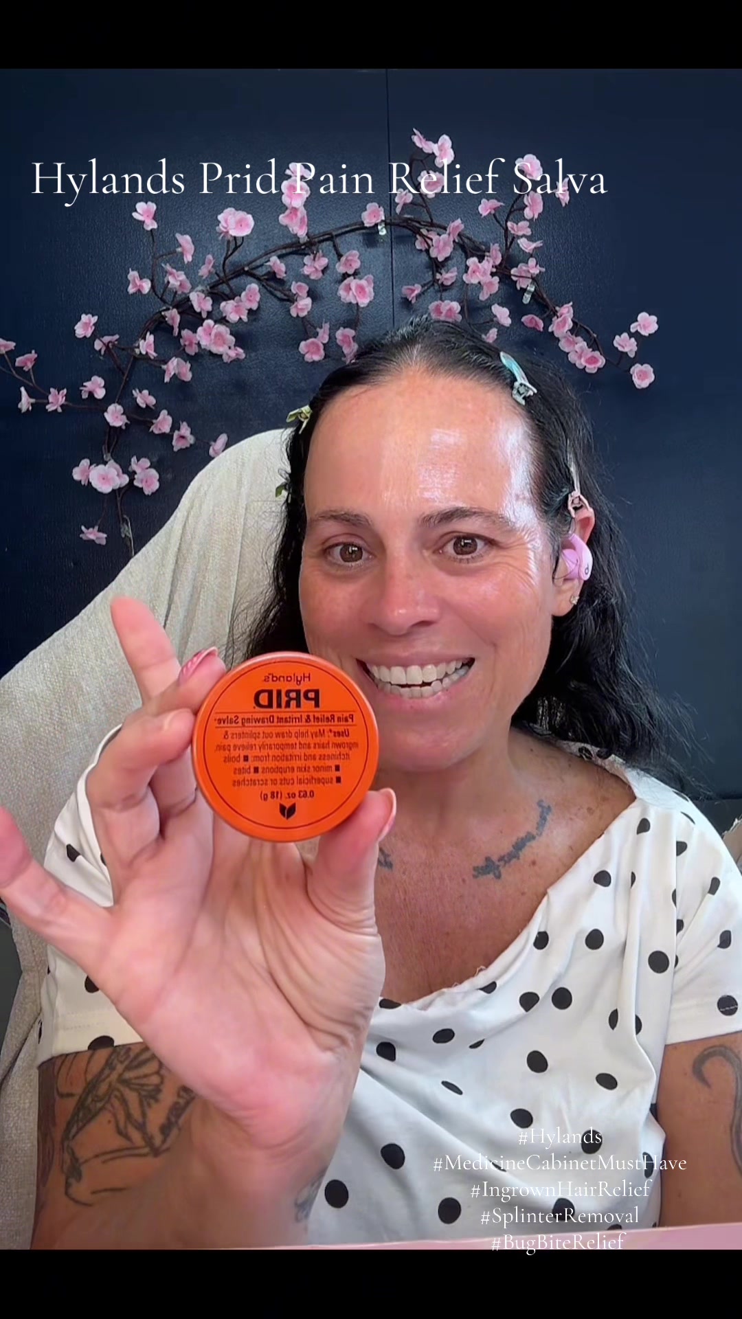 TikTok post by @ashleyandersongro for Hyland's Naturals. Caption reads: “I’ve been using Hyland’s PRID Drawing Salve....