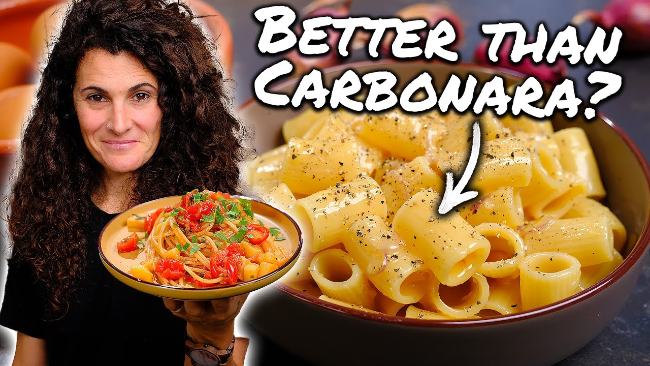 YouTube post by @PastaGrammar for Holzkern. Caption reads: Italian Pastas That Look Familiar… But Are TOTALLY....