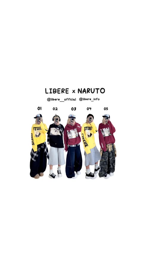 Instagram post by @_ena_028 for LIBERE. Caption reads: LIBERE X NARUTO . #PR #ootd #fashion #outfit [...].