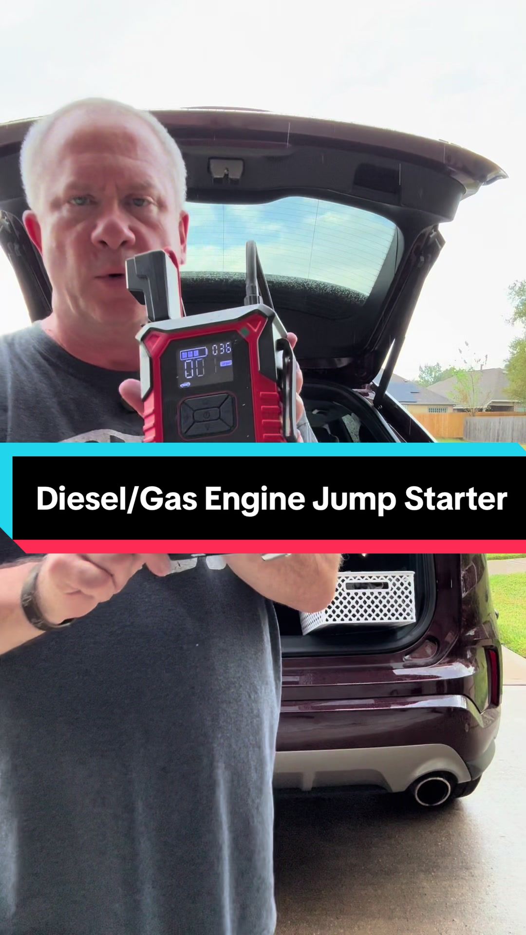 TikTok post by @troybatchelor3 for GOOLOO Deutschland. Caption reads: #roadsideassistance #deadbattery #mechanic....
