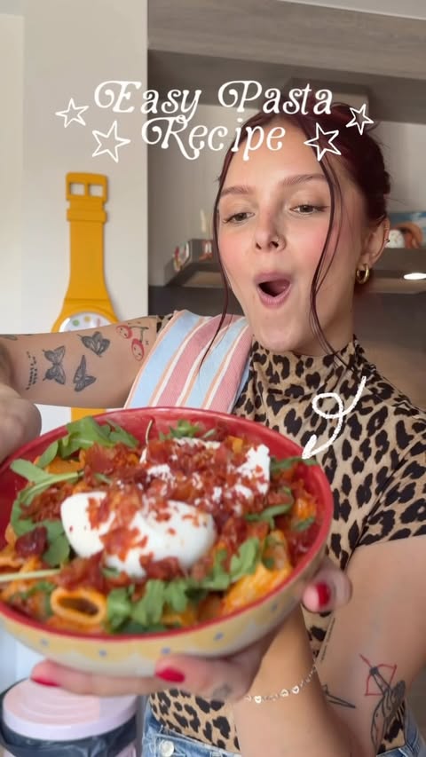 Instagram post by @tashie.z for Barilla. Caption reads: [...] girl dinner got a little upgrade 🍝🌶️....