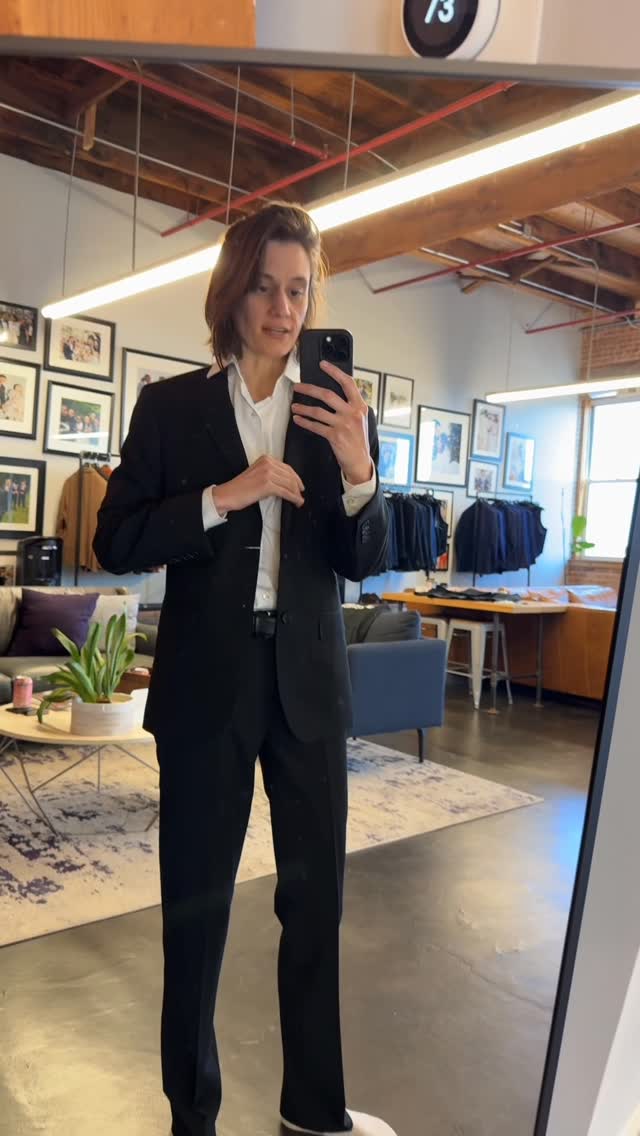 Instagram post by @heathershawiskidding for Suitshop. Caption reads: Shout out to @suitshopofficial for the perfect fit....