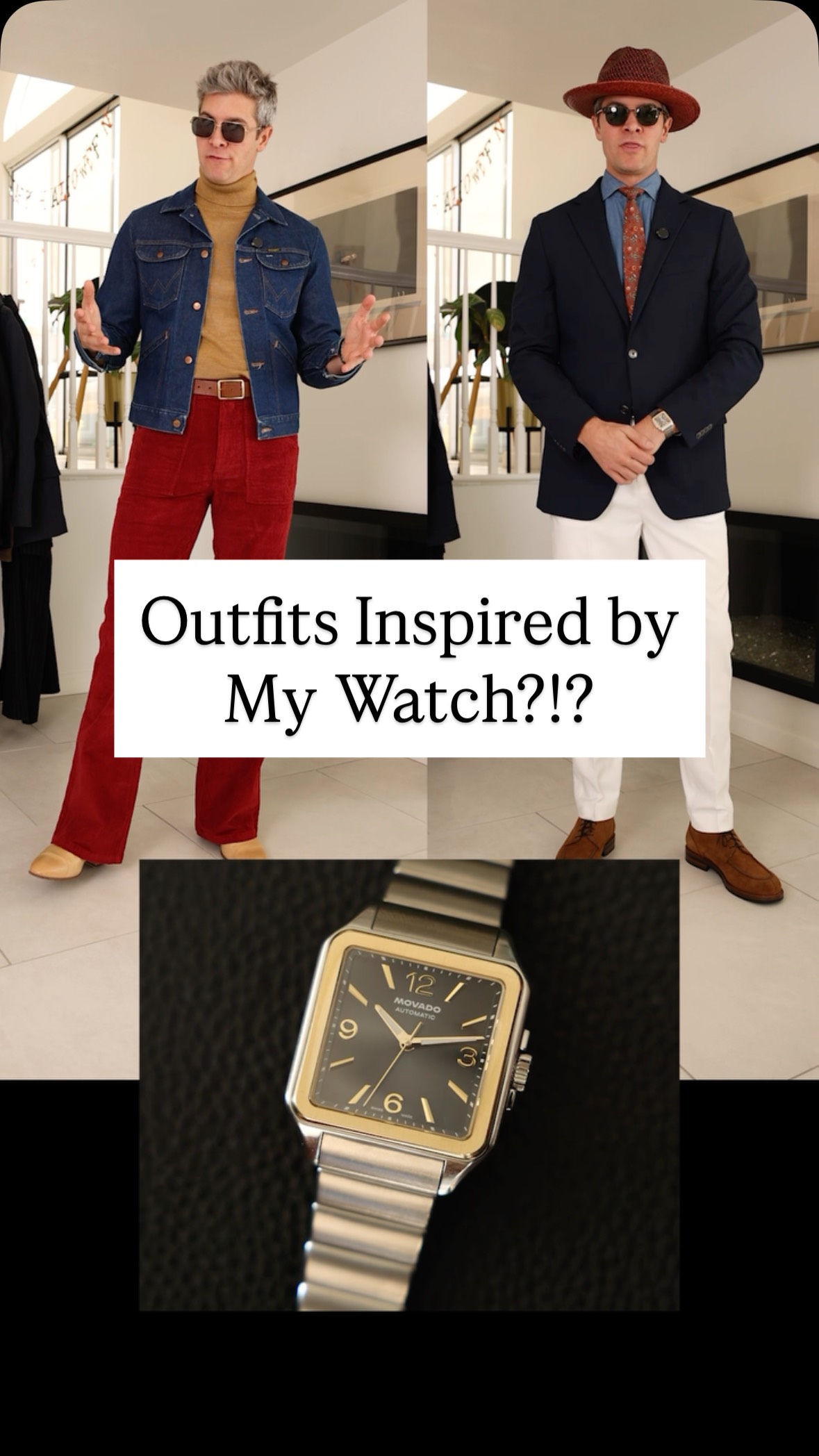 Instagram post by @parkeryorksmith for Movado. Caption reads: The @movado Heritage 1917 is one sexy piece. Which....