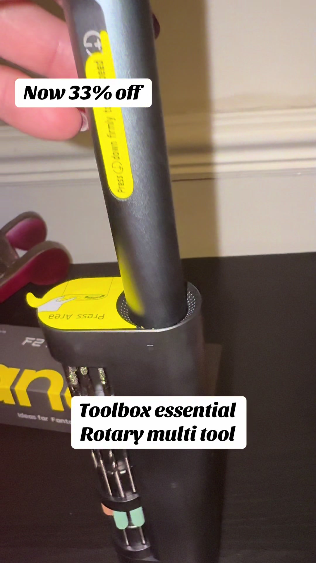 TikTok post by @sam_sweet_brummom for Fanttik. Caption reads: Mini cordless precision tool. @Fanttik Luxe rotary....