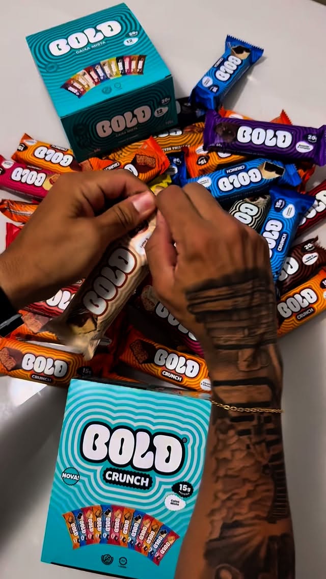 Instagram post by @guigarec for BOLD SNACKS. Caption reads: [...] 💙 CUPOM de desconto: 🏷️ GUIGAREC na....