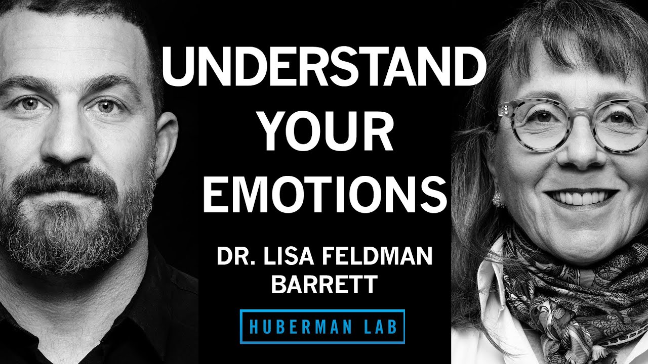 YouTube post by @hubermanlab for InsideTracker. Caption reads: How to Understand Emotions | Dr. Lisa Feldman....