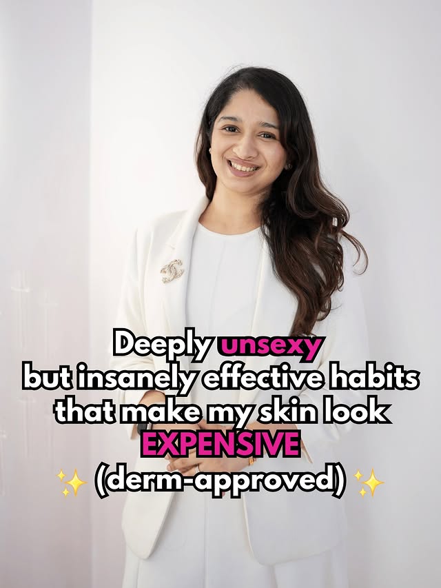 Instagram post by @dr.manasi.skin for Juicy Chemistry. Caption reads: It’s all about the unsexy, consistent habits that....