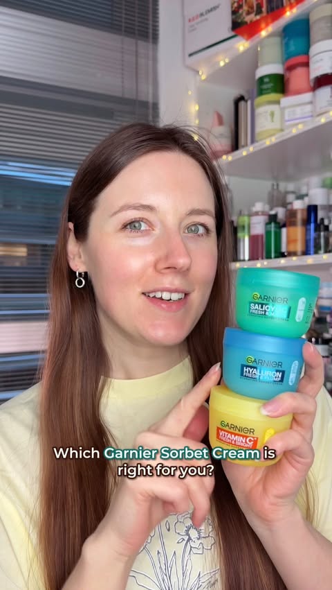 Instagram post by @tanyats.beauty for Garnier Nederland. Caption reads: AD | Which Sorbet Cream Is Right for You? The....